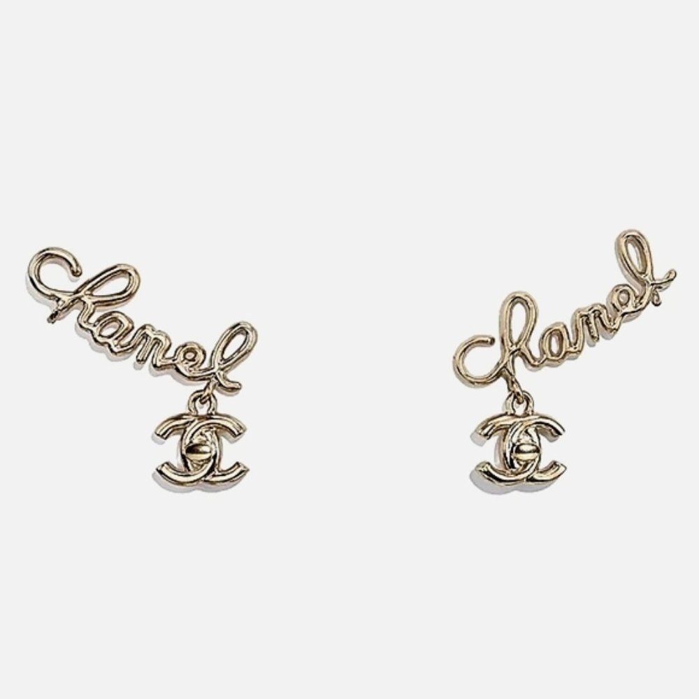 Chanel Logo Clip On Earrings